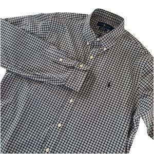 Ralph Lauren Classic Fit Performance Long Sleeve Button Down Black & White Large